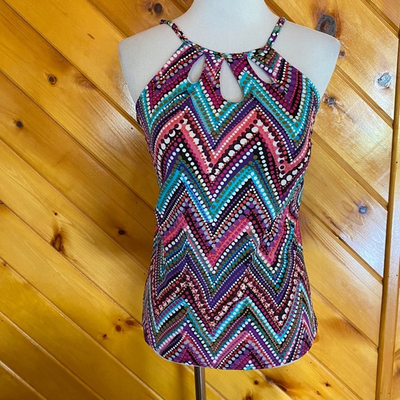 St. John's Bay Other - St. John's Bay High Neck Tankini Bikini Swim Top 14 Adjustable Straps Shelf Bra